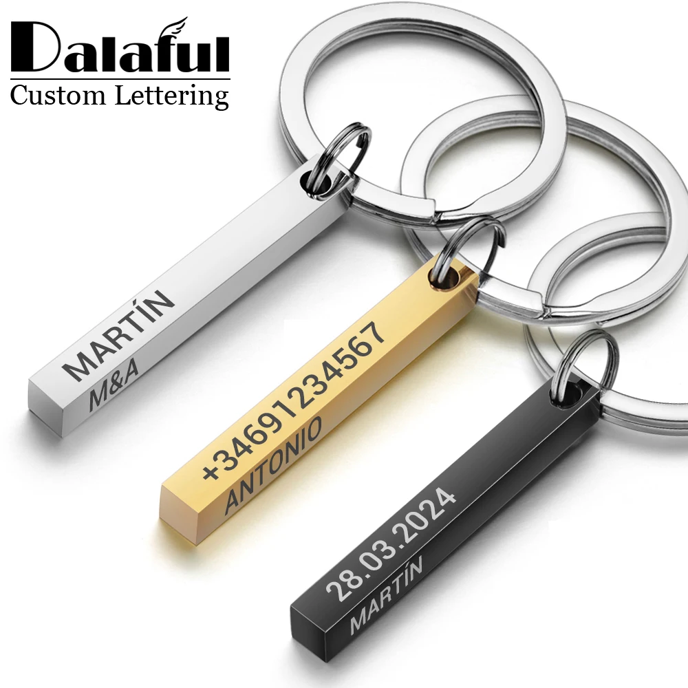 Personalized 3D Bar Keychain E - Initial Ring Custom recension och pris