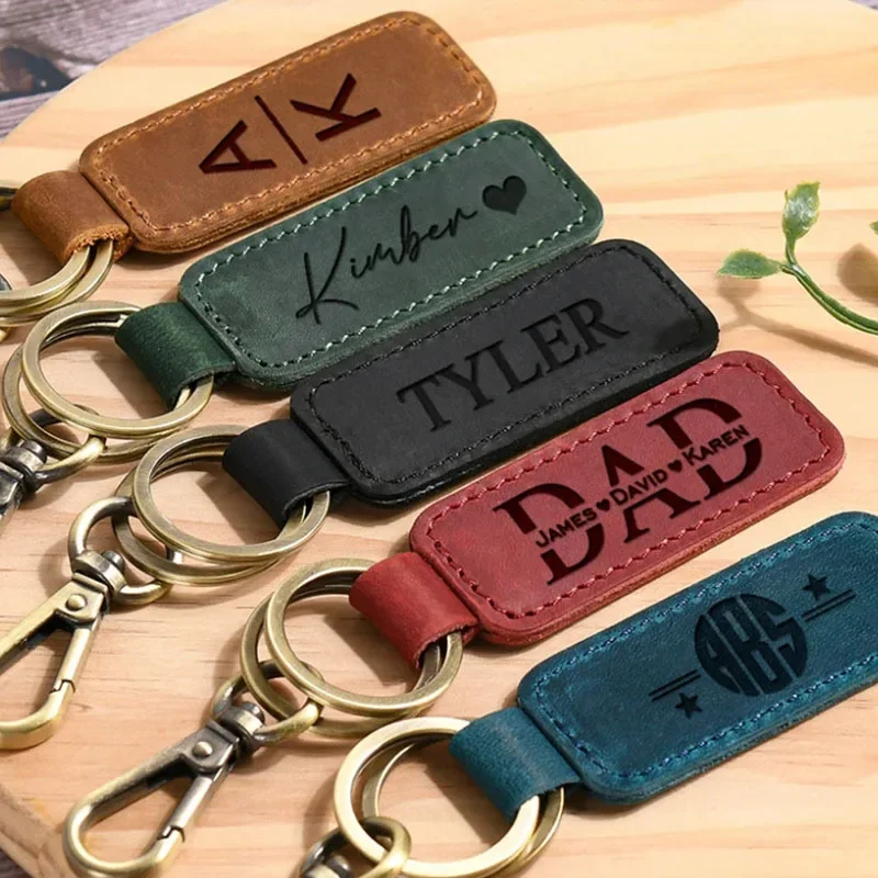 Laser Custom Logo Leather Keyc - Initial Ring Custom recension och pris