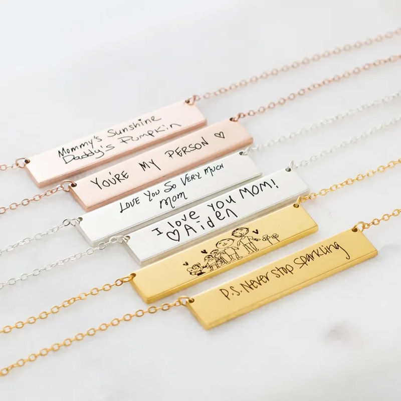 Custom Handwriting Name Bar Pe - Handwriting Necklace Bar recension och pris